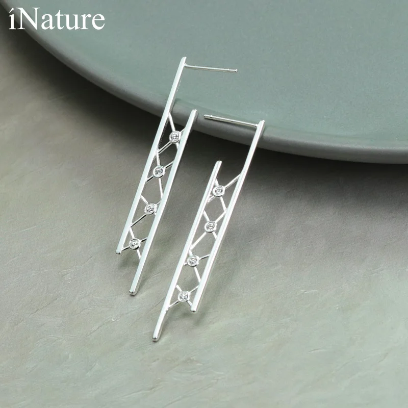 

INATURE 925 Sterling Silver Fashion Simple Geometric Stud Earrings Wedding Party Jewelry Gift for Women
