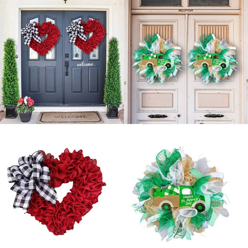 

Multiple Styles Artificial Wreath Hanging Decoration Door Front Wedding Party Farmhouse Holiday Family Window Decoration Wreath