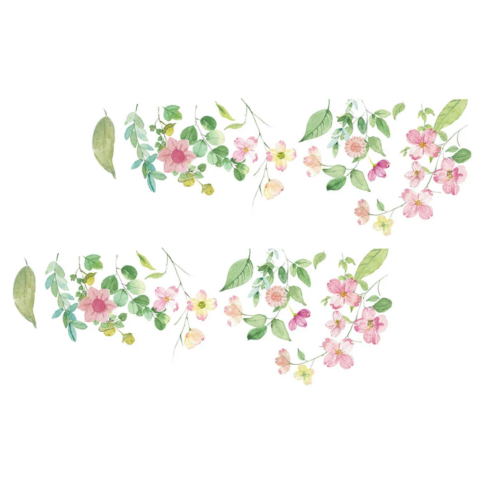 

2 Sets Green Plants Mural Decal Leaves Wall Sticker Floral Plants Wall Stickers Girl Nursery Tile Stickers Glass Door Sticker