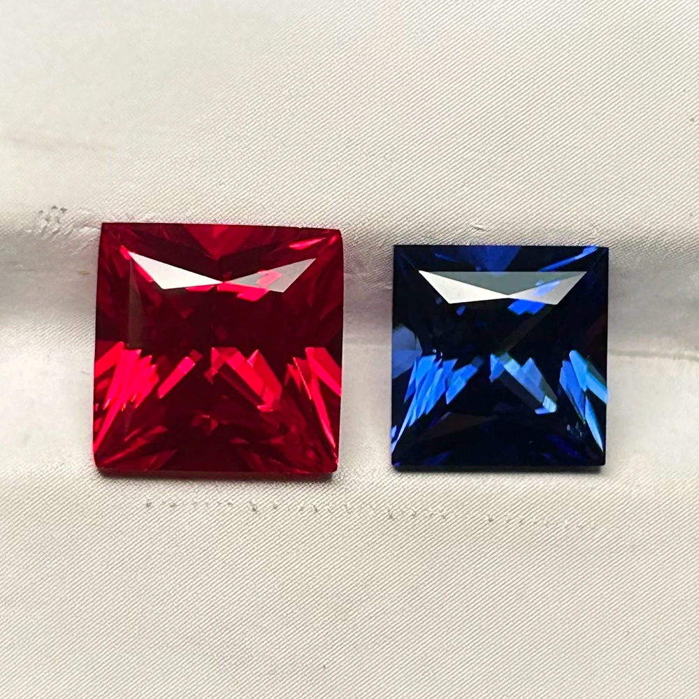 Фото Mosangna Heart Asscher Подушка принцессы огранки 3X3-12X12 мм выращенный в лаборатории корунд красный рубин королевский синий сапфир драгоценный камень №3