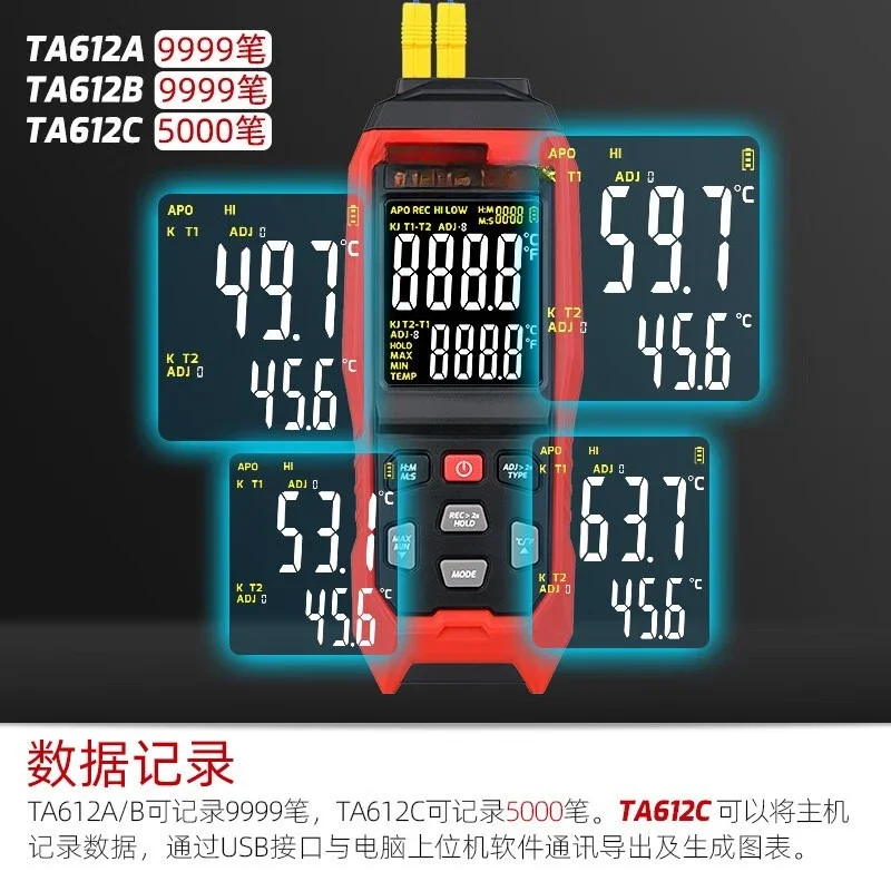 Фото Промышленный термометр TA612A/B/C с термопарой типа K, контактный термометр, термометр для пресс-форм №2