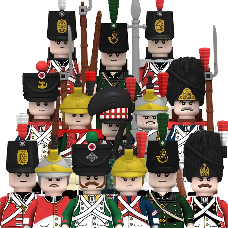 

Military Building Blocks Napoleonic Wars Soldiers British French Swiss Dutch Spanish Italy Army Figures Dragoon Infantry Bricks