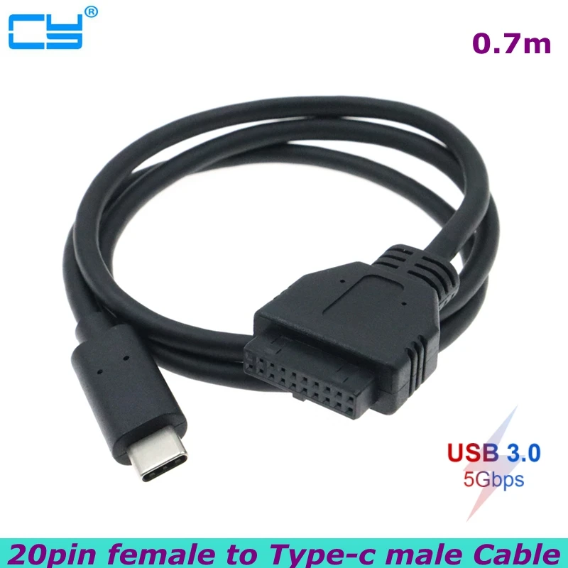 

Новый кабель USB3.0 с передней панелью 19pin 20pin на Type-c USB 3,1, кабель для передачи данных, используется для компьютера, шасси, мобильного жесткого диска, адаптер 0,7 м