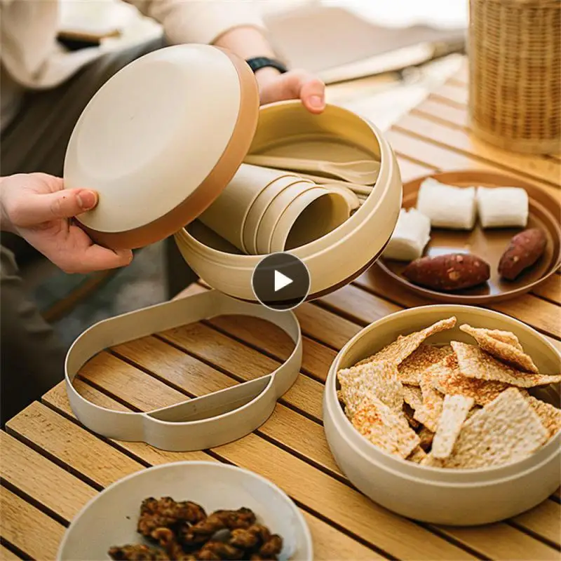 

Smooth Does Not Occupy Land Tableware Storage Camping Set Portable Comfortable Grip High Capacity Dishes Outdoor Multifunction