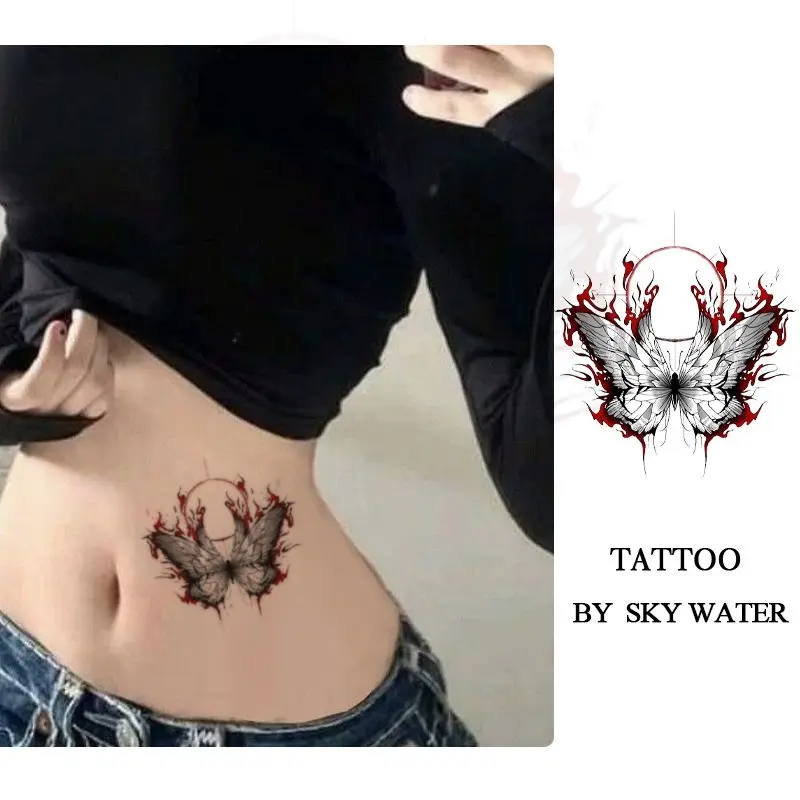 

Водостойкая прочная татуировка, темная бабочка, временная татуировка, Женская милая, крутая, для малышей, оптовая продажа, милая Новинка 2023, сексуальное искусство