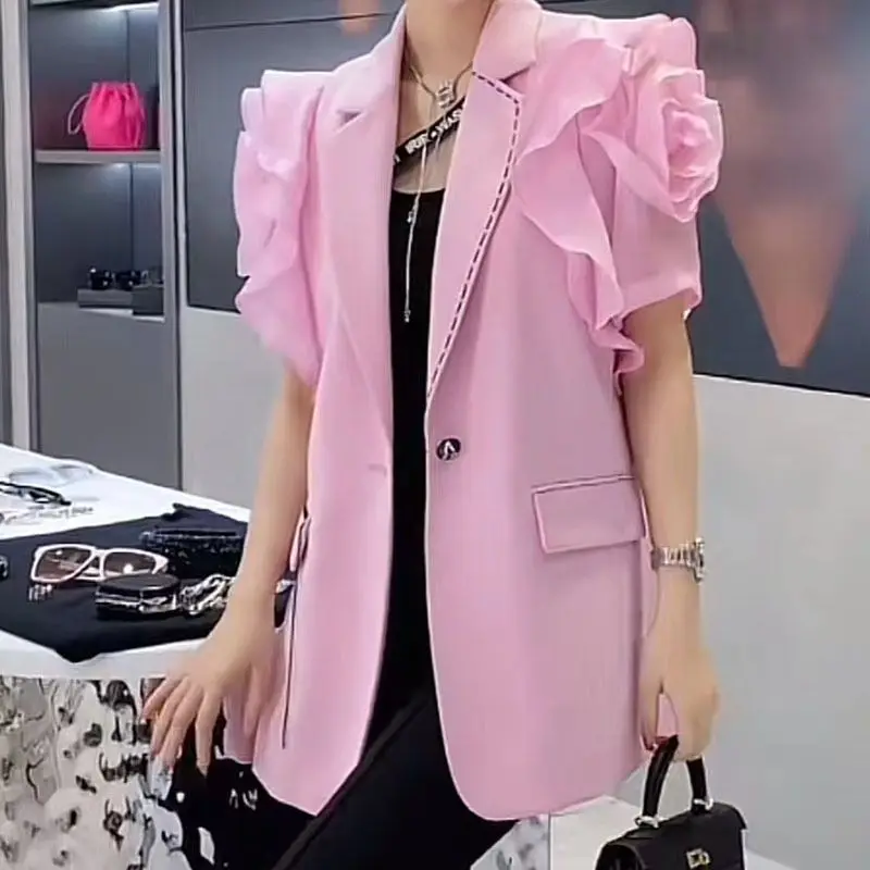 Женское розовое шифоновое пальто летний костюм 2024 г.