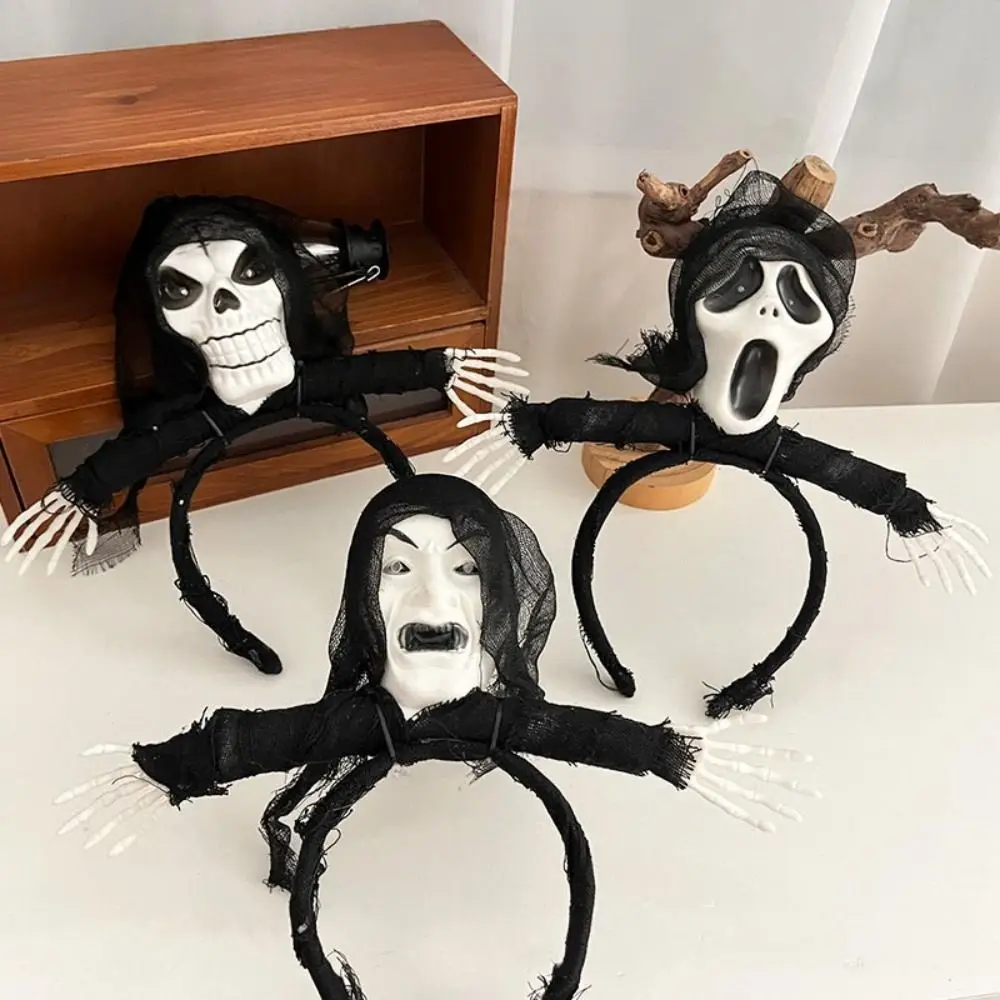 luminescencyjna opaska do włosów na Halloween rekwizyty przyjęcia twarz ducha szkielet obręcz akcesoria śmieszne straszne nakrycia głowy