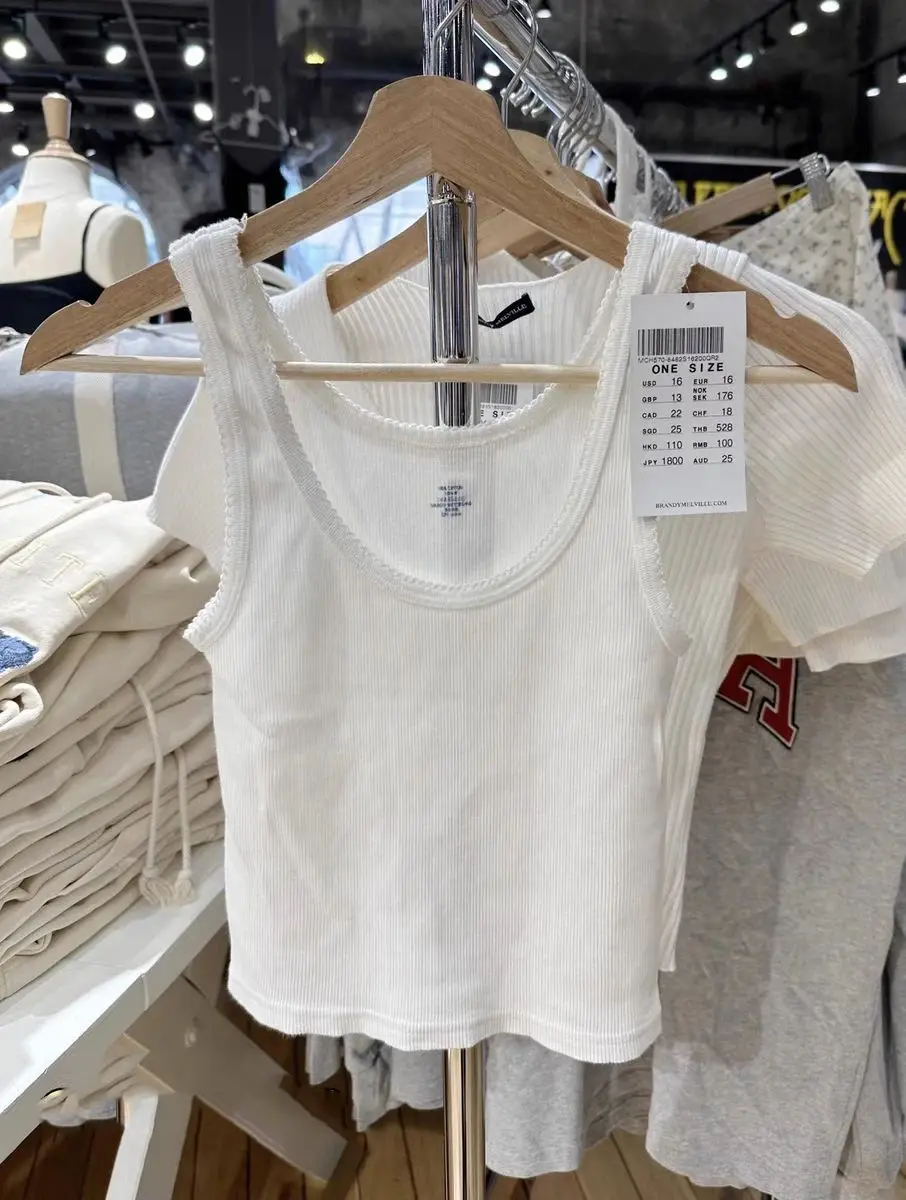 Майка женская с кружевной отделкой белый облегающий хлопковый жилет без рукавов