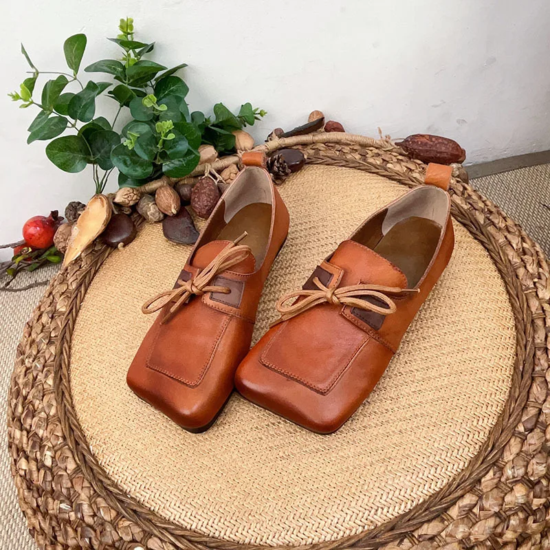 Careaymade-Handmade 100% Genuine leather women's shoes,Summer new square solid color retro Women leisure shoes slacker shoes
