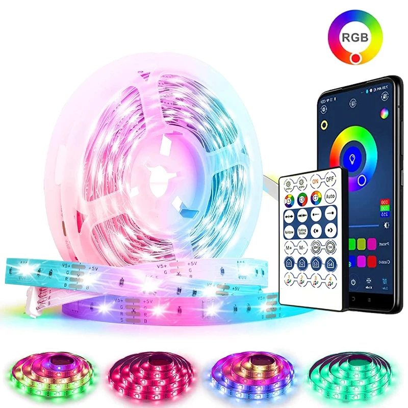 

5050 RGB Music Synchronous Color Changing DIY Interior Decoration Light 1-30M USB LED Light Bar Bluetooth APP Flexible Control