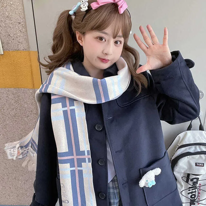 Kawaii Sanrio Kuromi шарф с бахромой осенне-зимний новый супер длинный женский