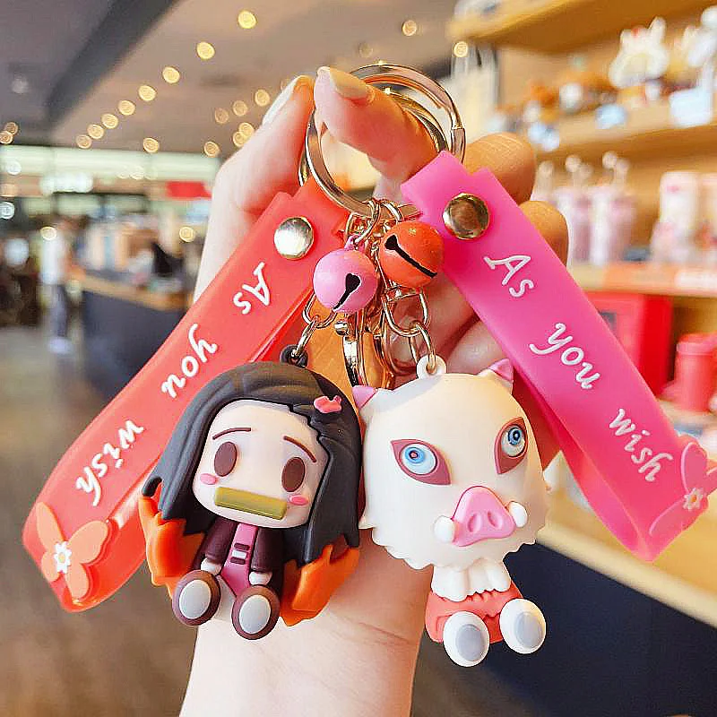 

Demon Slayer Keychain Kamado Tanjirou Nezuko Linabell Anime Cute Doll Creative Jewelry Accessories Pendant Keyring Fans Gifts
