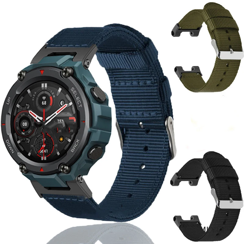 

Нейлоновый холщовый ремешок для Amazfit T-Rex2 Rex, ремешок для умных часов с металлической пряжкой, браслеты для Xiaomi Huami Amazfit T Rex/Rex Pro Correa