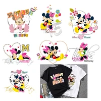 cartoon disney animation heat transfer stickers bow minnie back mickey personality heart love printed ironing for clothing