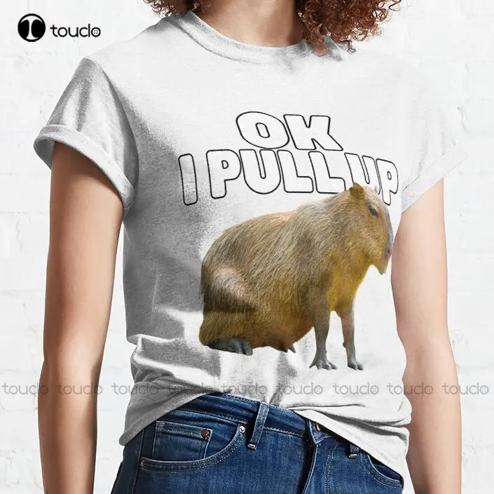 Ok I Pull Up капибара трендовые футболки мужские хлопковые уличные простые винтажные