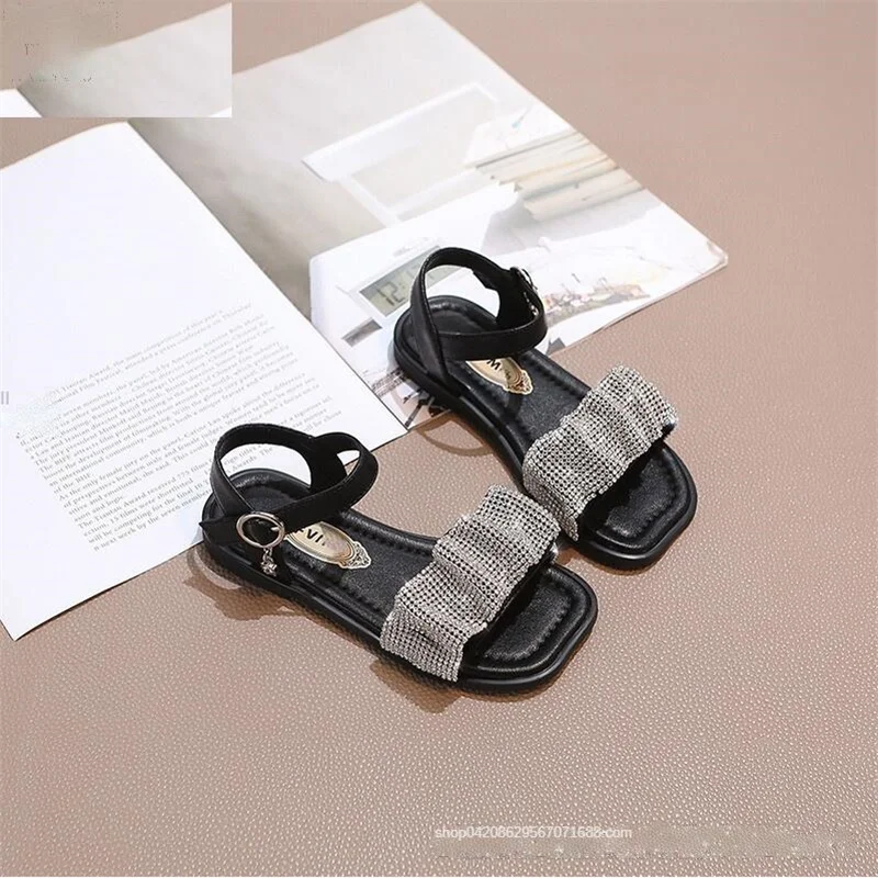 

Новинка 2022, летние сандалии для девочек, блестящие складные туфли принцессы для малышей, для больших детей, противоскользящие сандалии на м...