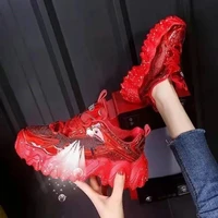 fashion women shoes chunky sneakers women luxury comfortable glossy thick sole ladies platform wave bottom trainers female