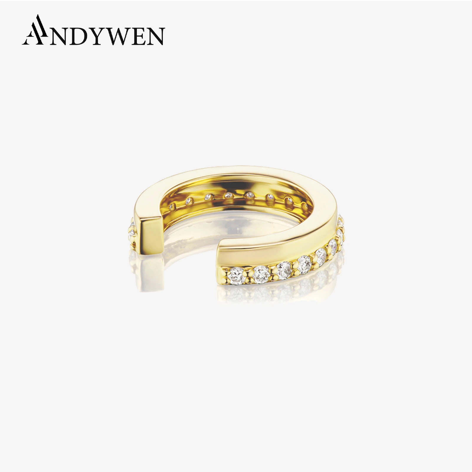 ANDYWEN стерлингового серебра 925 пробы 2023 золото C прозрачный циркон серьги с