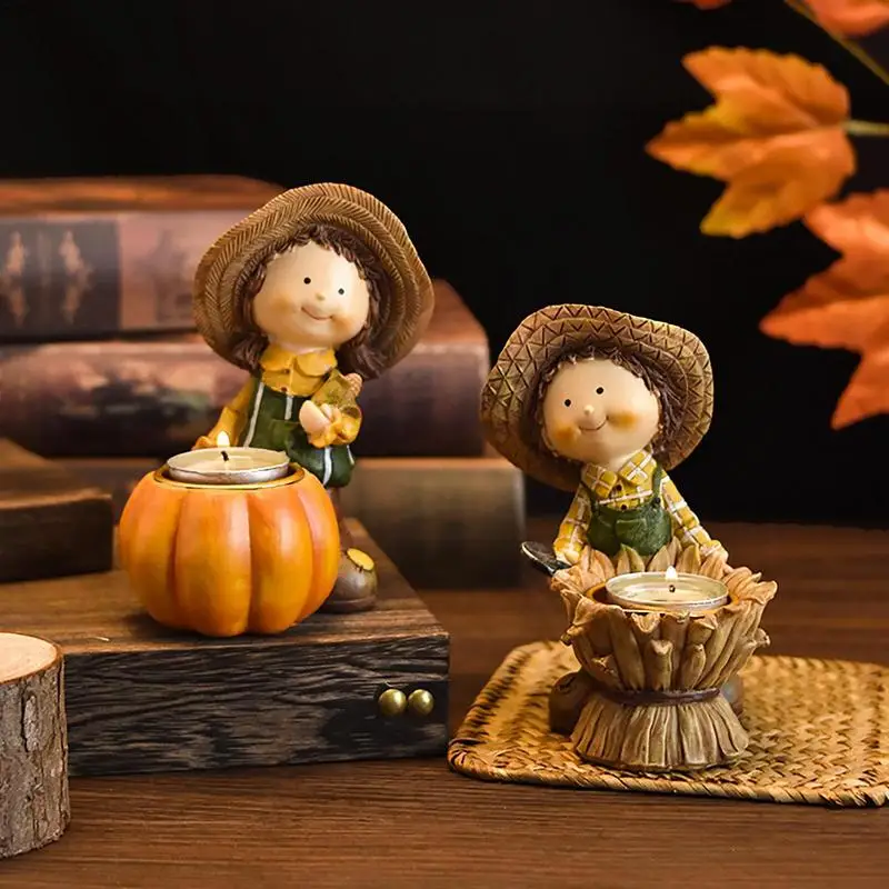 

Living Romantic Candlestick Holder Resin Pumpkin Fall Candle Center Candle Holders Room Home Decor Table Candlestick Holders