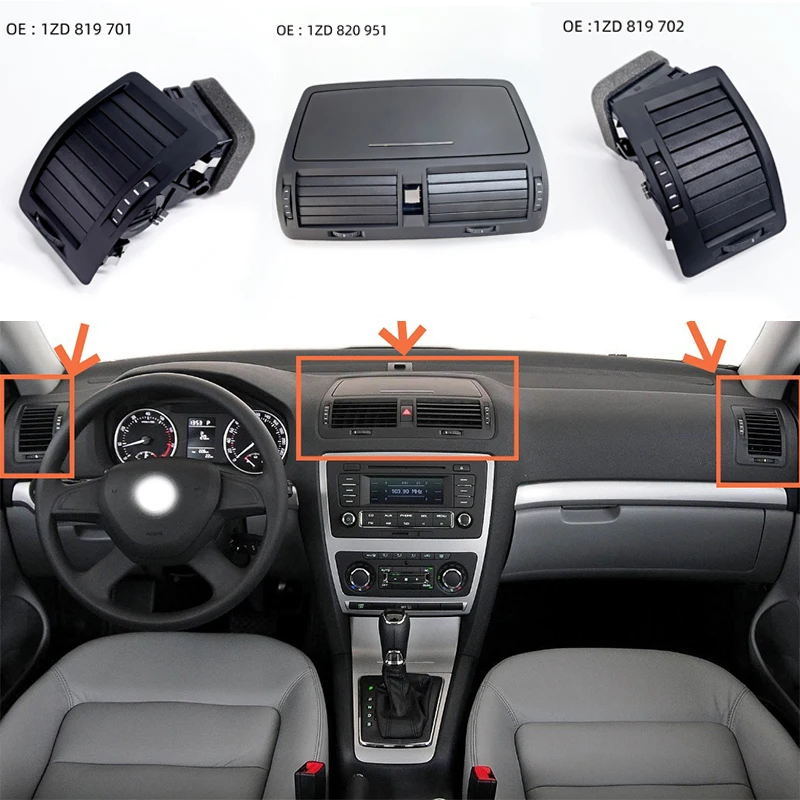 Фото Передняя и задняя решетки воздуховодов кондиционера для Skoda Octavia 2 A5 MK2 RS 2004-2014 1Z0820951B 1ZD819701 №2