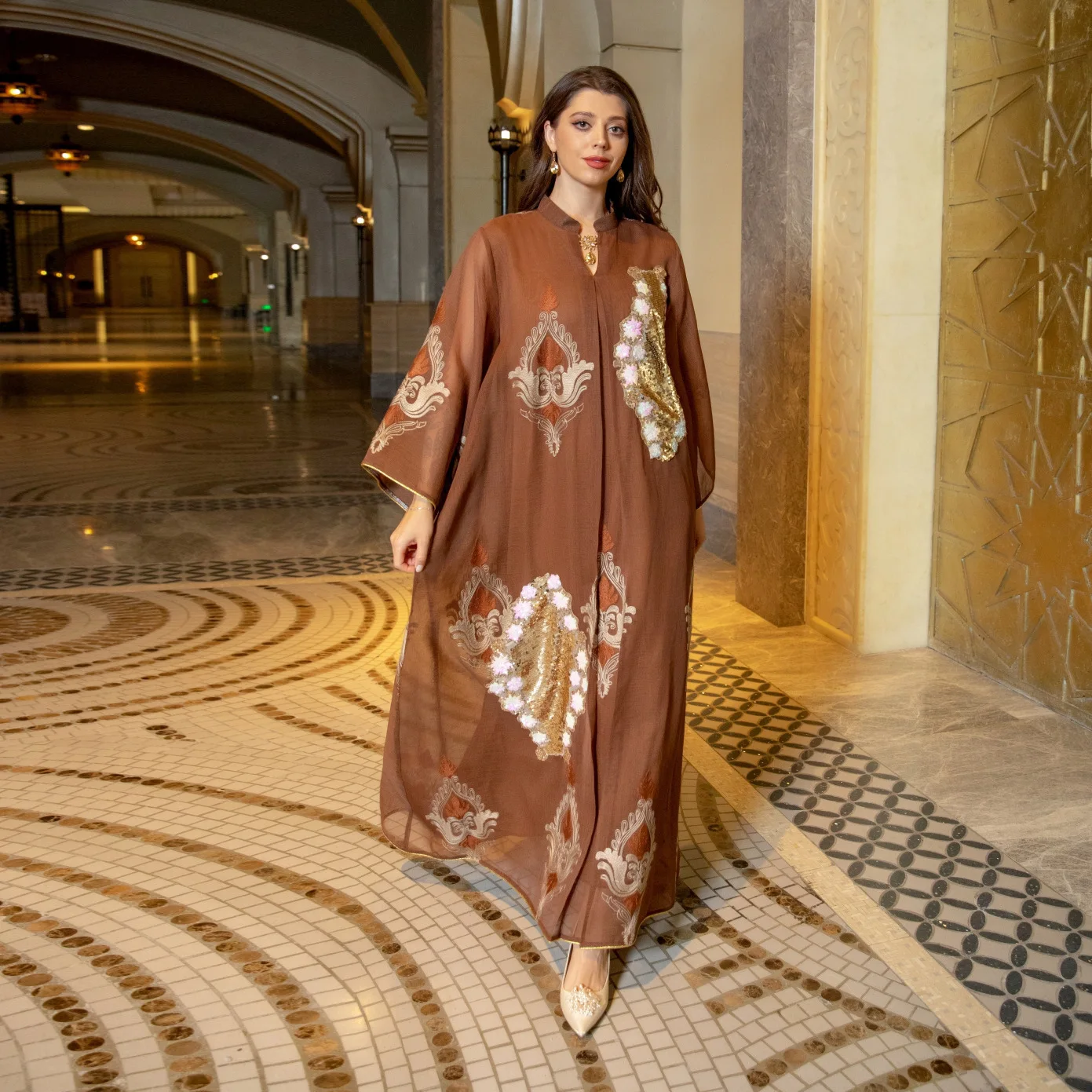 AB162 вечернее платье с креветками и жемчугом мусульманское женское