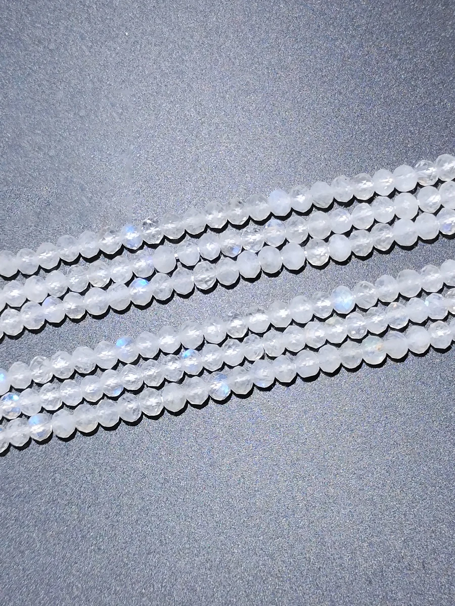 Natural Clear Blue moonlight stone  Faceted Round  Loose Beads 15