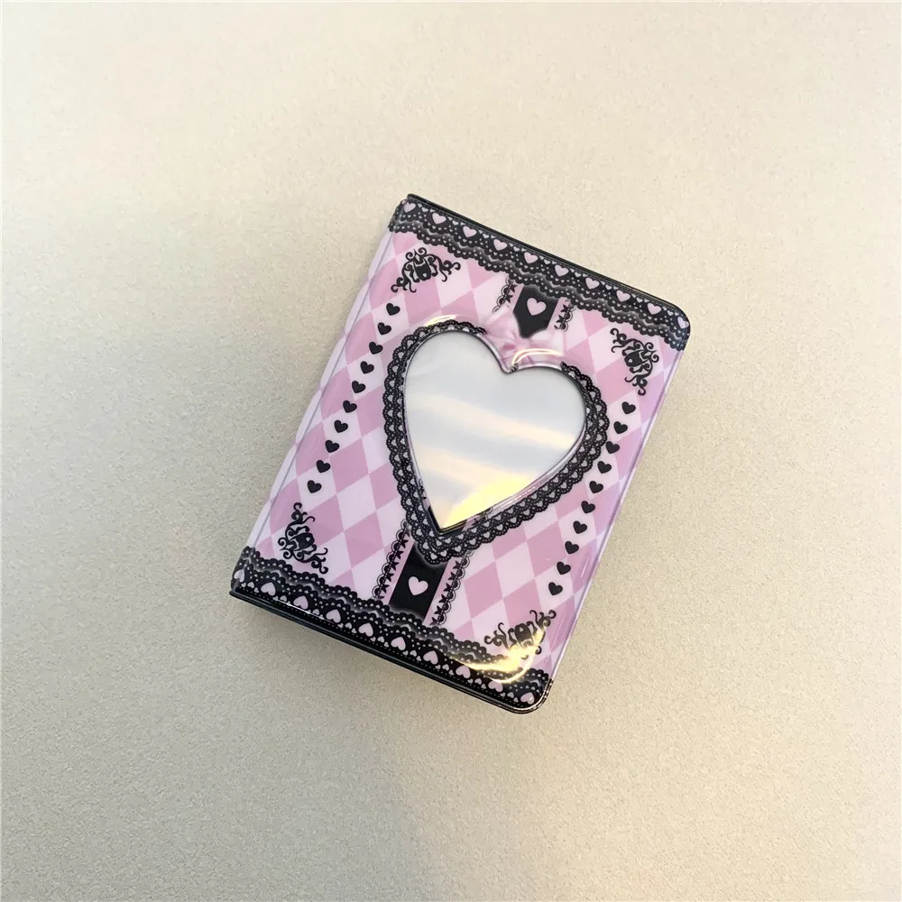 

Ins Black Pink Lace Plaid Photo Album Sweet Cool 3 Inch Photocard Holder Binder Chasing Stars Idol Card Album Collect Book