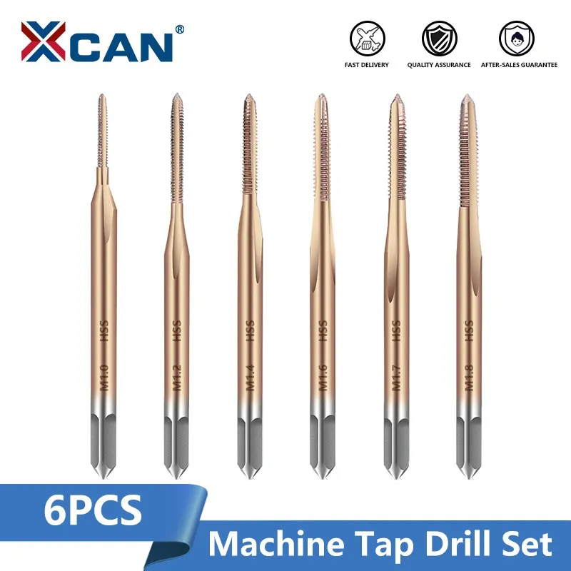 XCAN Machine Tap HSS 6542 Thread Tap TiCN Coated Tap Drill Metric Screw Tap Hand Tools M1 M1.1 M1.2 M1.4 M1.6 M1.7 M1.8 M2.0