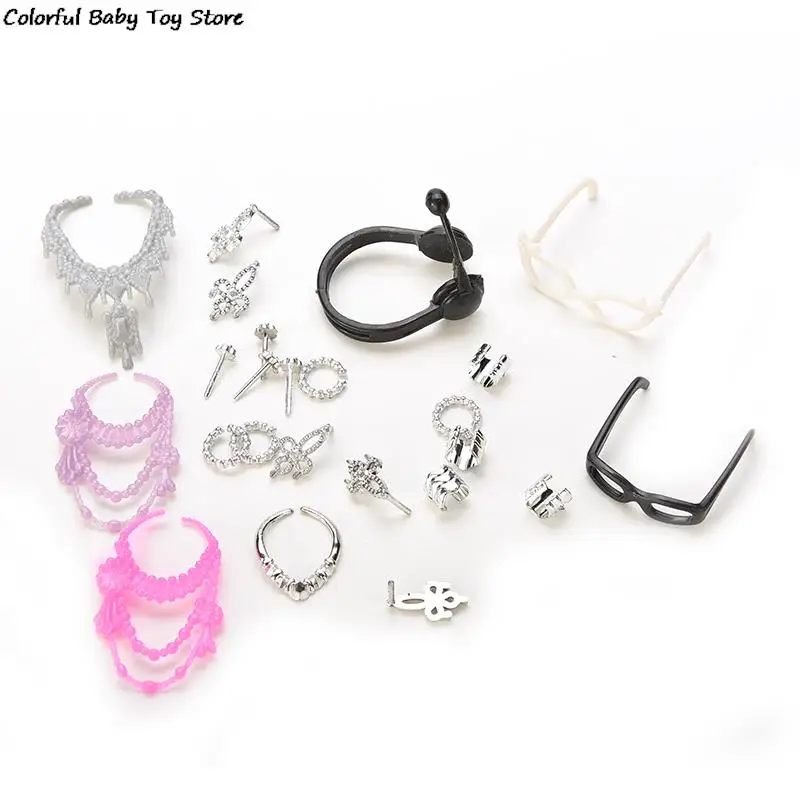 

1 Set of Fashion Jewelry Necklace Earring Bowknot Crown Accessories for Mini Girl DollAccessory Dolls Kids Gift
