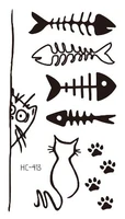 fish bones paw cat temporary tattoo sticker waterproof women men adults fake body art new design 10 5x6cm kids hand tatoo