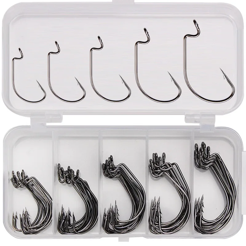 

1 Set Crank Hook Set Black Nickel Fishhook 2#-3/0# Dezhou Fishing Group Fishhook Fishing Tackle Set