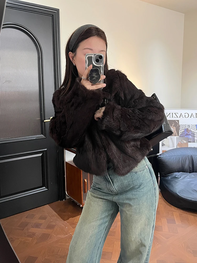 Старые деньги Шандун новинка 2024 зима кофейный цвет полный натуральный мех