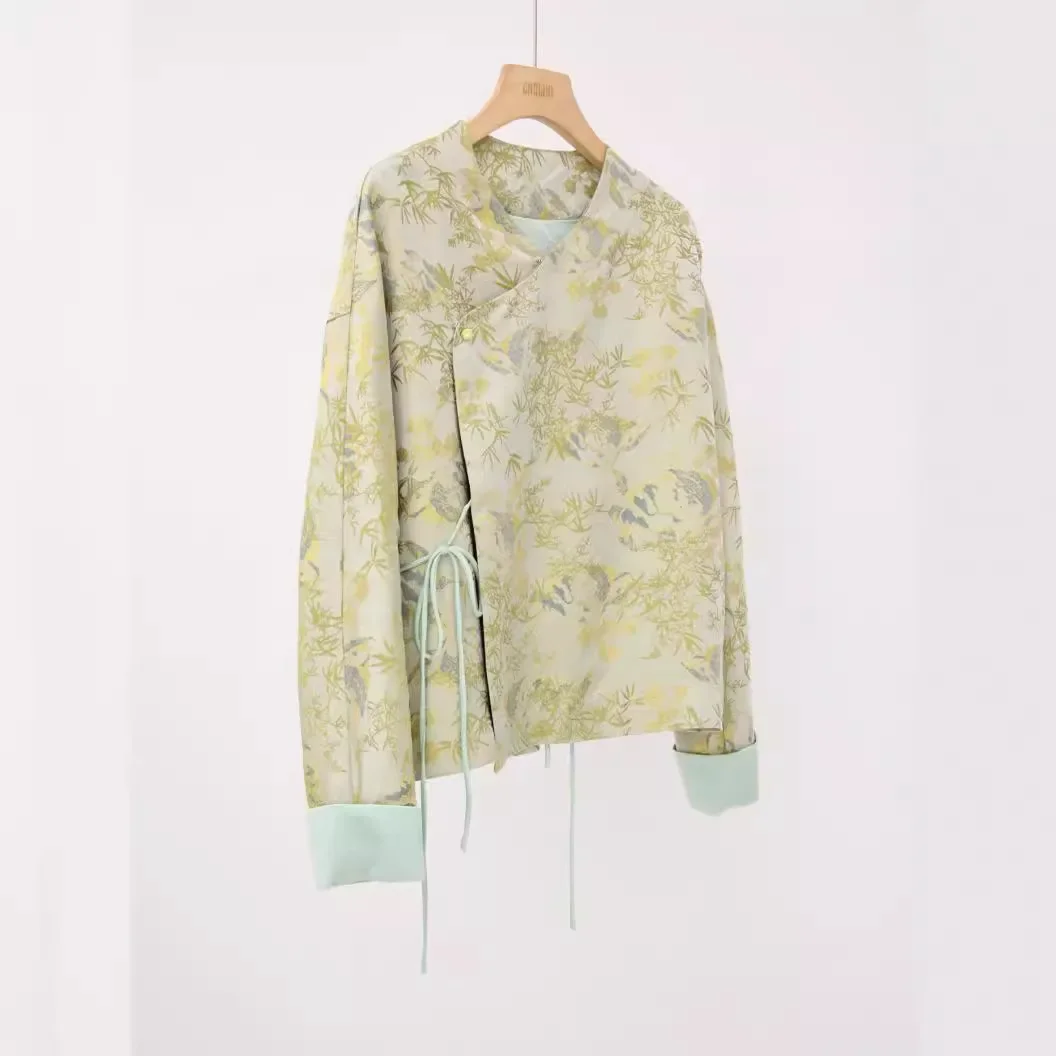 Женская новая куртка в китайском стиле Новое поступление 2024 мощная шелковая