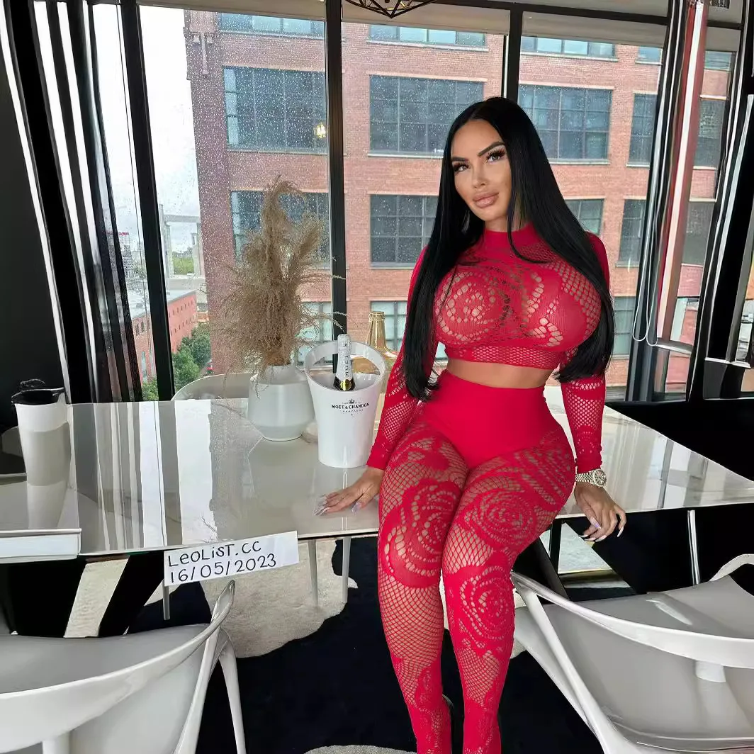 Ажурный кружевной комплект из двух предметов соблазнительный сетчатый с ложным