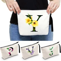 canvas organizer cosmetic bags mini portable makeup cases flower color letter pack toiletry storage bag beauty wash bags wallet