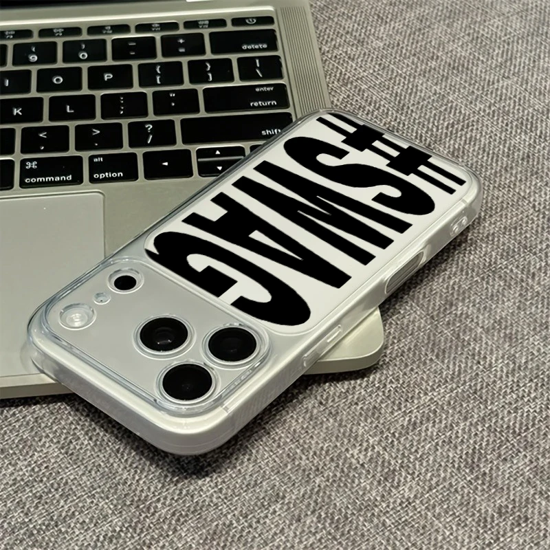 Фото Ярко-розовый черный прозрачный чехол для телефона с надписью SWAG для iPhone 17 16 Plus 15 Pro 14 13 12 11 Pro Max X XS XR 7 8 SE, защитный чехол из ТПУ №4