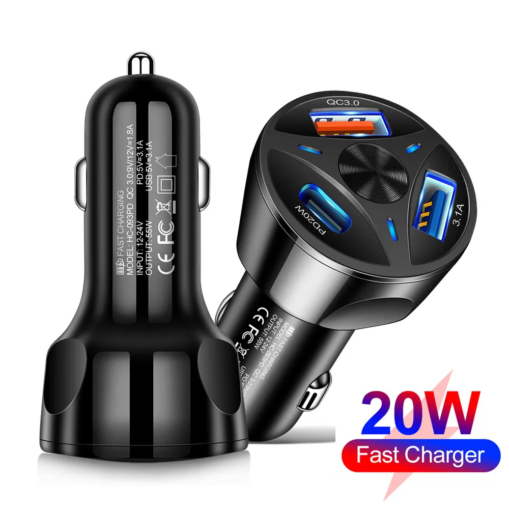 

Fast Charge Charger Type C Car Charger For iphone 13 pro max Xiaomi 12 POCO Portable Quick charging Cell phone USB Car Chargers