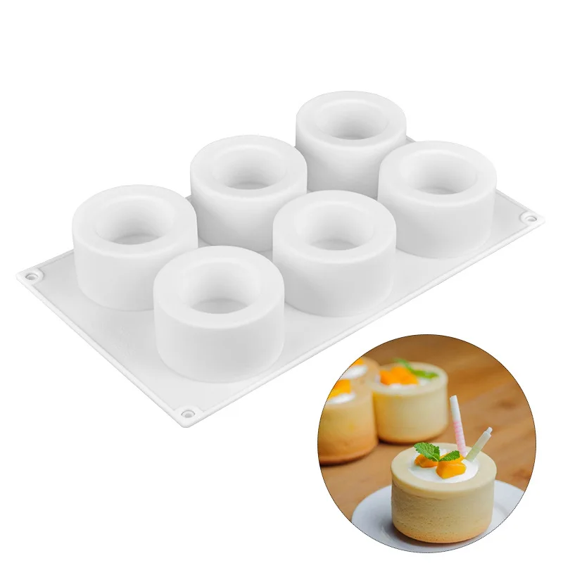 

6-link hollow cylindrical silicone mousse mold dessert pudding baking tool baking accessories mold silicone cake tools