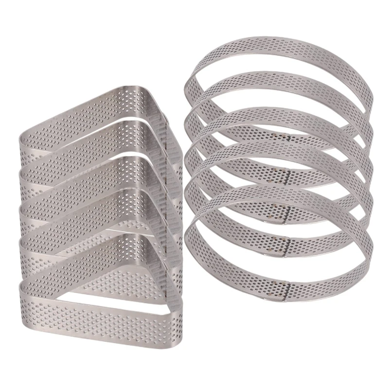 

10 Pcs Boat Shape & Triple-Cornered Stainless Steel Tart Ring Tower Cake Mould Baking Tools Perforated Cake Mousse Ring