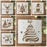 6 pcs christmas stencils for painting reusable template stencil crafts for wall decor diy decoration supplies