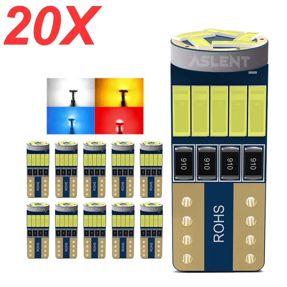 20 шт. T10 W5W Canbus лампы 194 светодиодные 4014 SMD 15 белого цвета без ошибок автомобиля авто