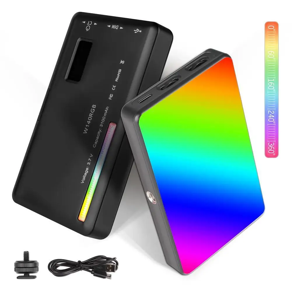 

Светодиодная лампа RGB для видеосъемки, фотография, световая панель CRI95 + 2500-9000K, ЖК-дисплей, Холодный башмак для живой трансляции Vlog DSLR