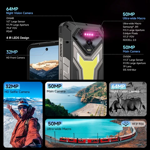 【NEW】Ulefone AI Smartphone Armor 34 Pro 5G 25500mAh 512GB ROM  Built-in Projector 120Hz 6.95" NFC Smartphone LED Light  IP69K Mobile Phone