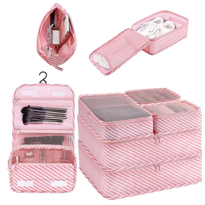 

Travel Bag 8Pcs Cosmetics Makeup Toiletry Wash Pouch Bag Travel Accessories Clothes Shoes Bag Travel Suitcase Luggage Organizer