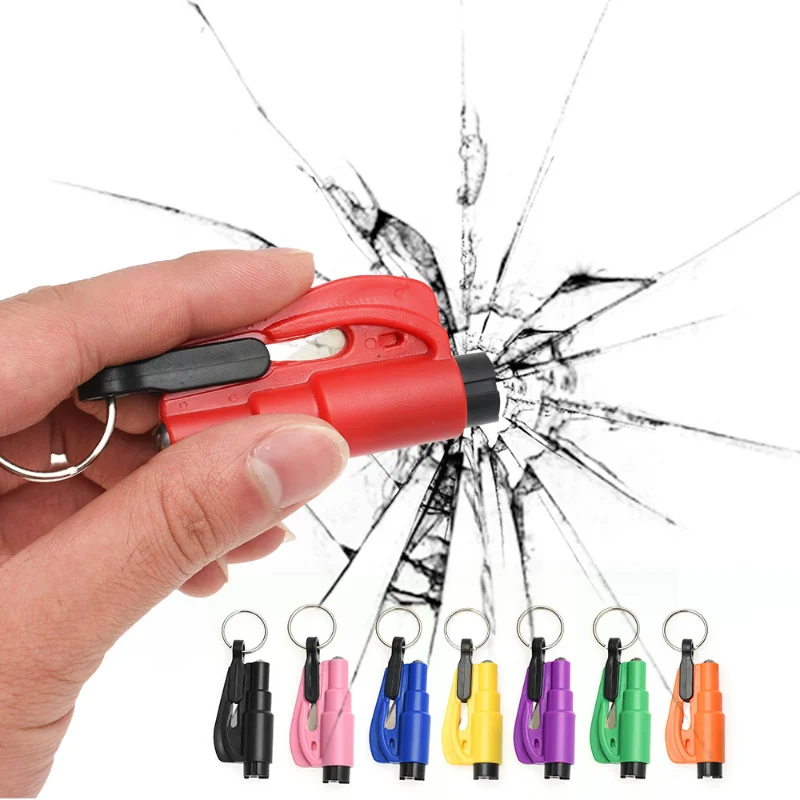 

Car Safety Hammer Auto Window Breaker Tool Seat Belt Cutter Hammer Key Chain Spring Type Escape Hammer Car Emergency Rescue Kit