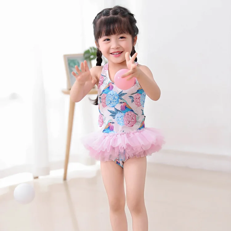 

Children's Lace Swimsuit Girls One-piece Cute Little Princess Gauze Tutu Skirt Resort Hot Spring Swimwear