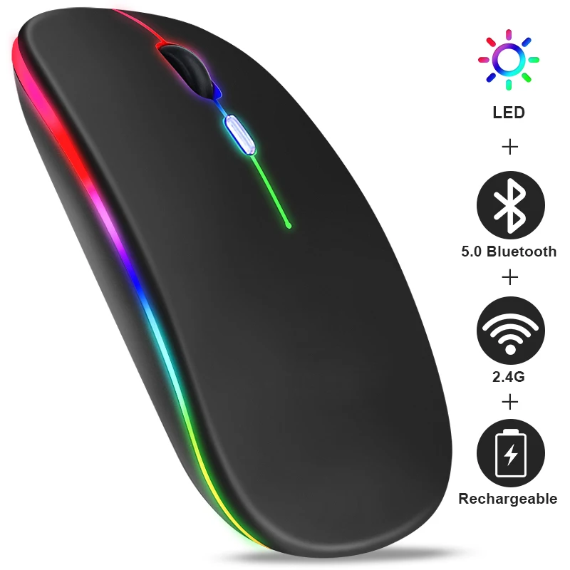 

New Bluetooth Wireless Mouse with USB Rechargeable RGB Mise for Computer Laptop PC Macbook Gaming Mause Gamer 2.4GHz 1600DPI
