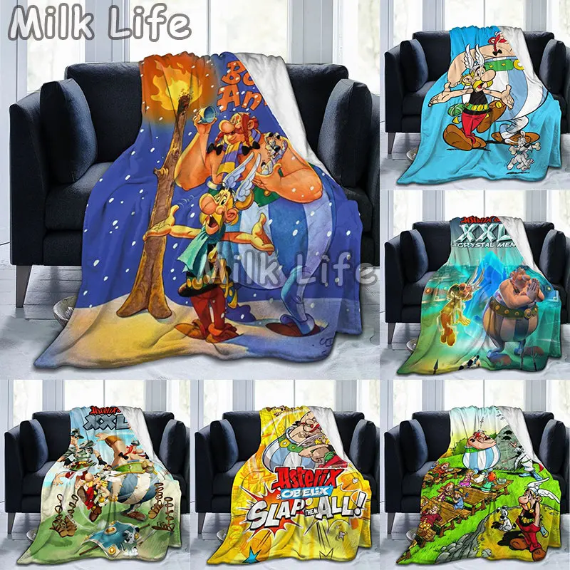 

Cartoon Game Asterix and Obelix Blanket Flannel Autumn Anime Breathable Super Warm Throw Blankets for Bedding Travel Bedding