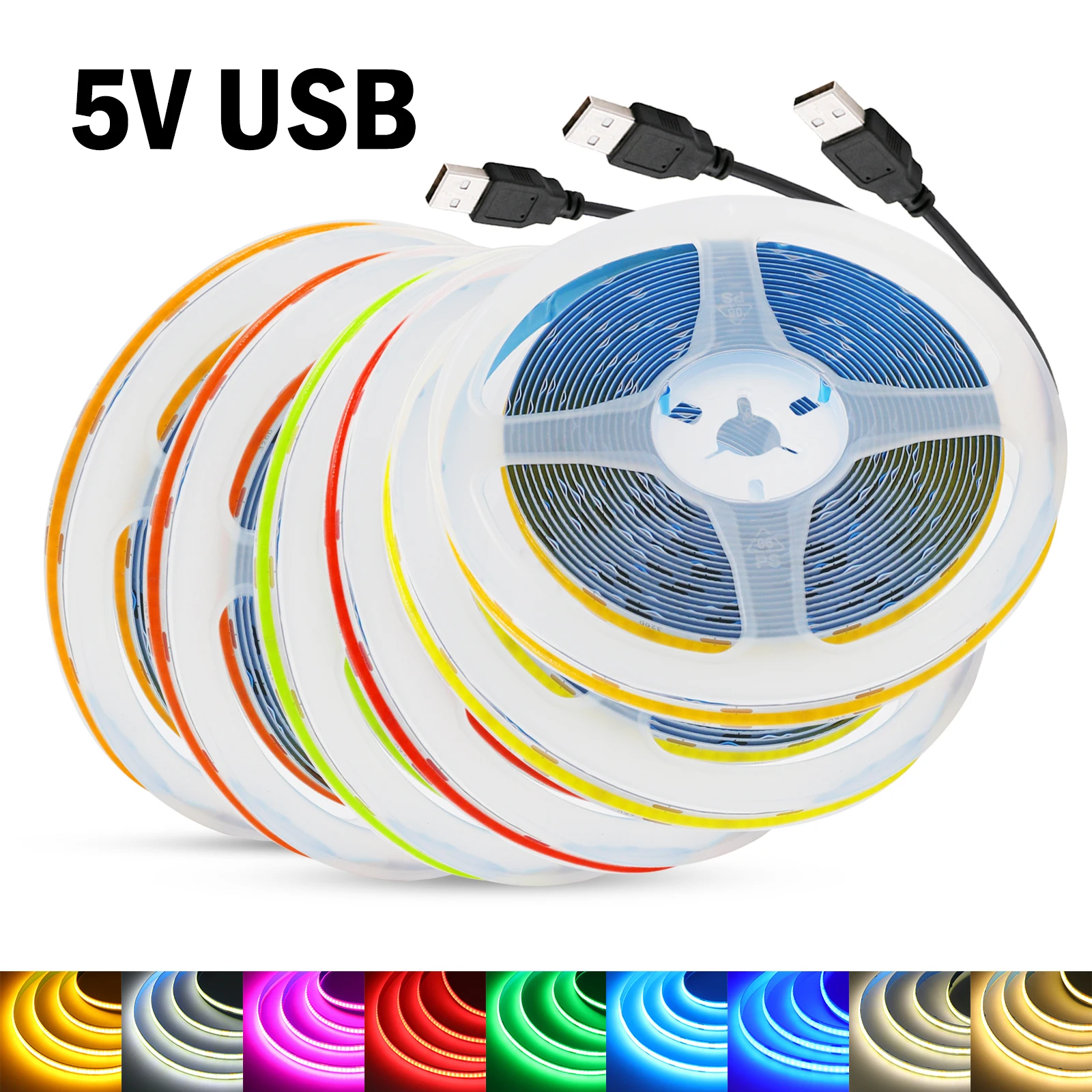 

XUNATA COB светодиодная лента 320 LED/м 5V USB гибкая лента для подсветки