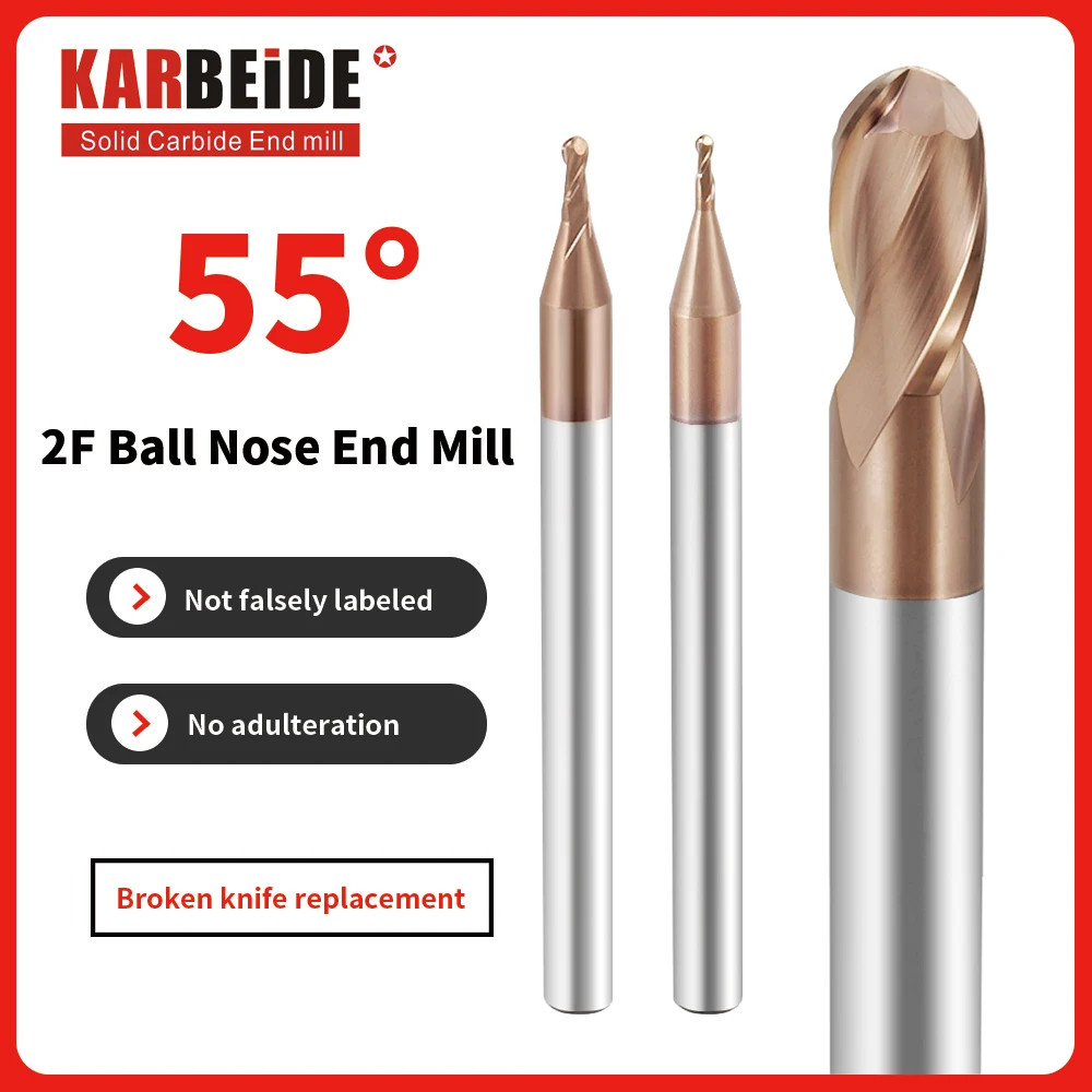 

Карбидные сферические концевые фрезы KARBEIDE с 2 канавками с покрытием TISIN, для фрезерования легированной стали, закаленной стали, металла и т. д.